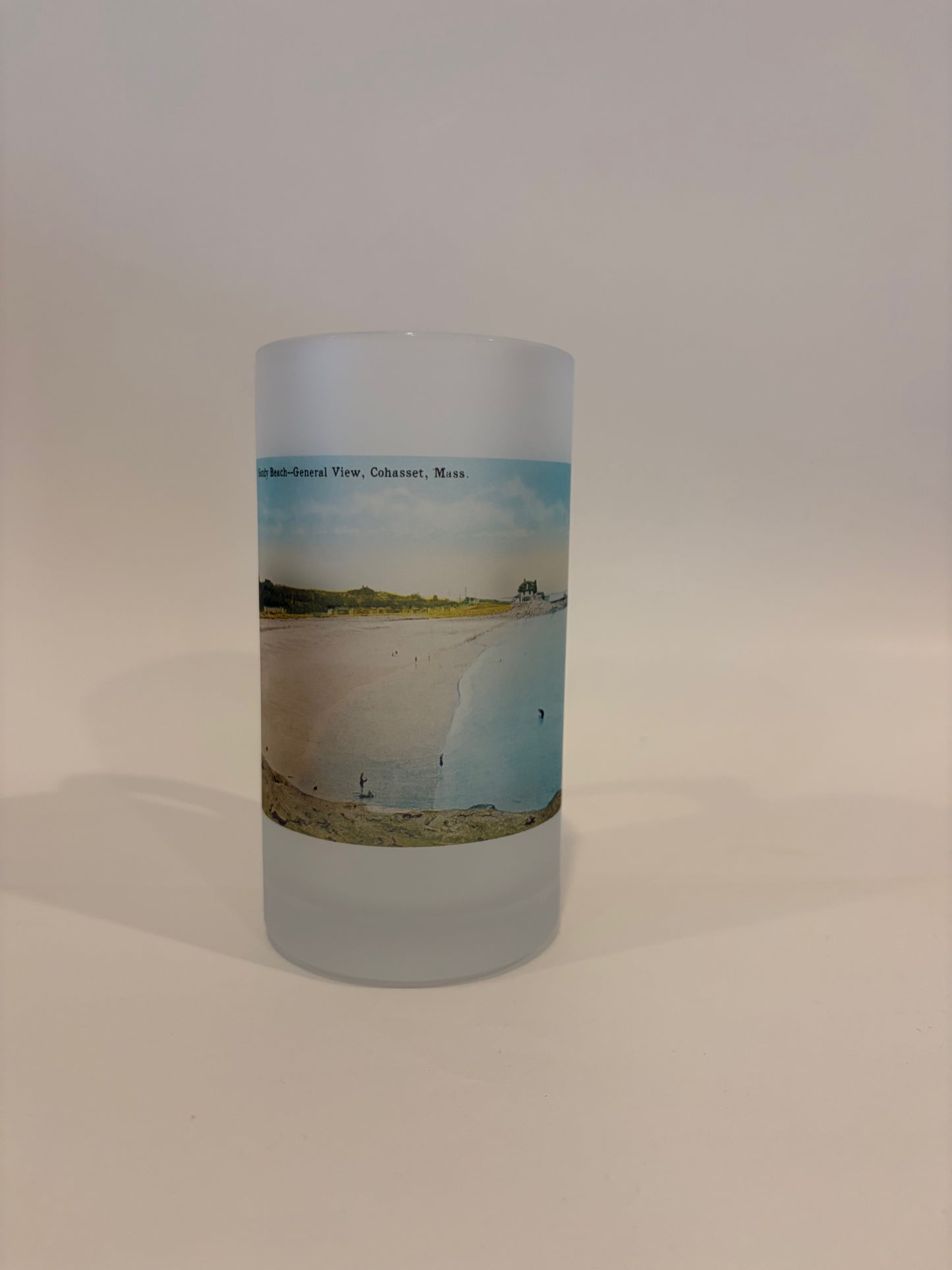 Colorful Frosted Glass Beer Mug of Cohasset's Sandy Beach