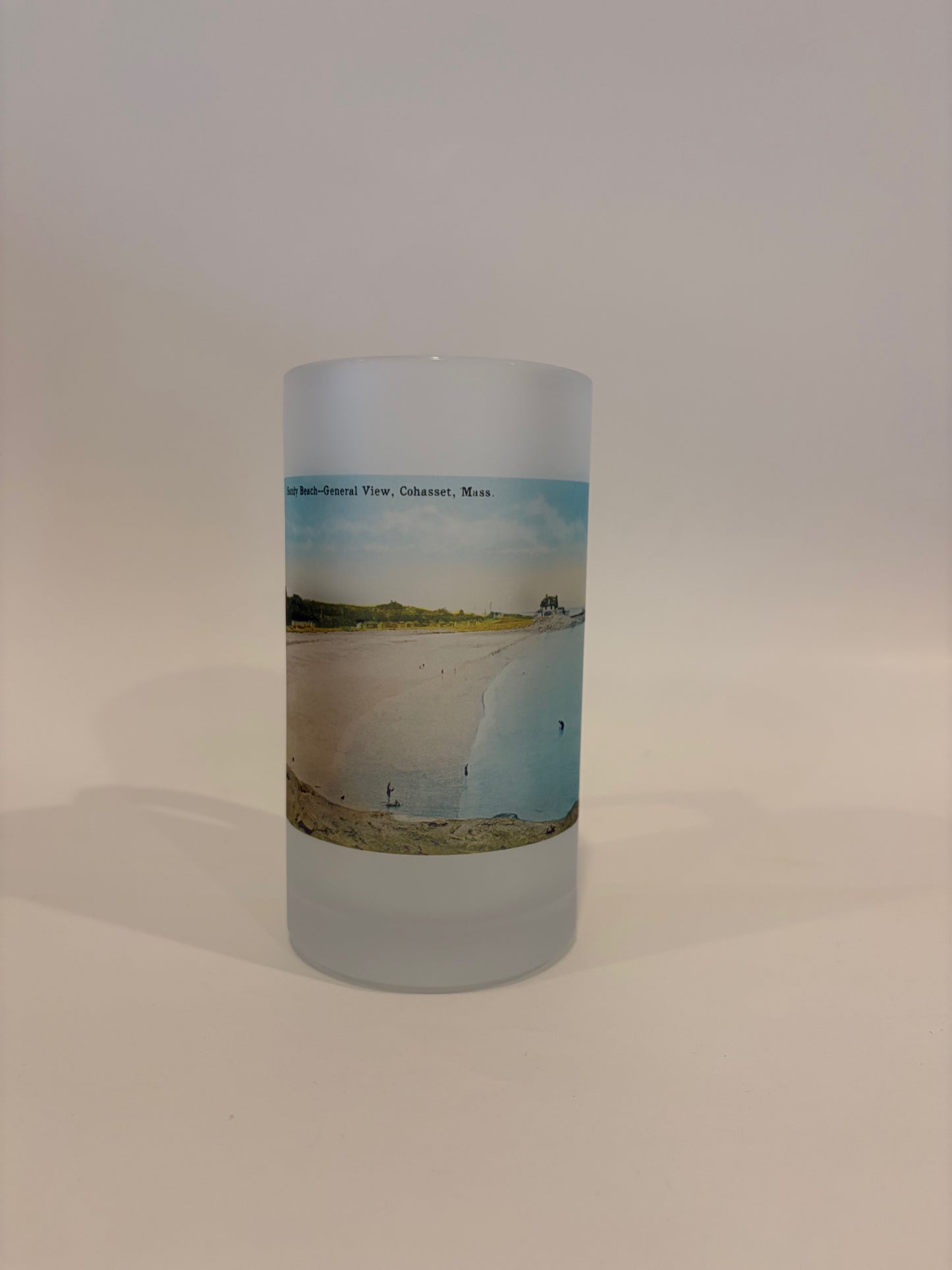Colorful Frosted Glass Beer Mug of Cohasset's Sandy Beach