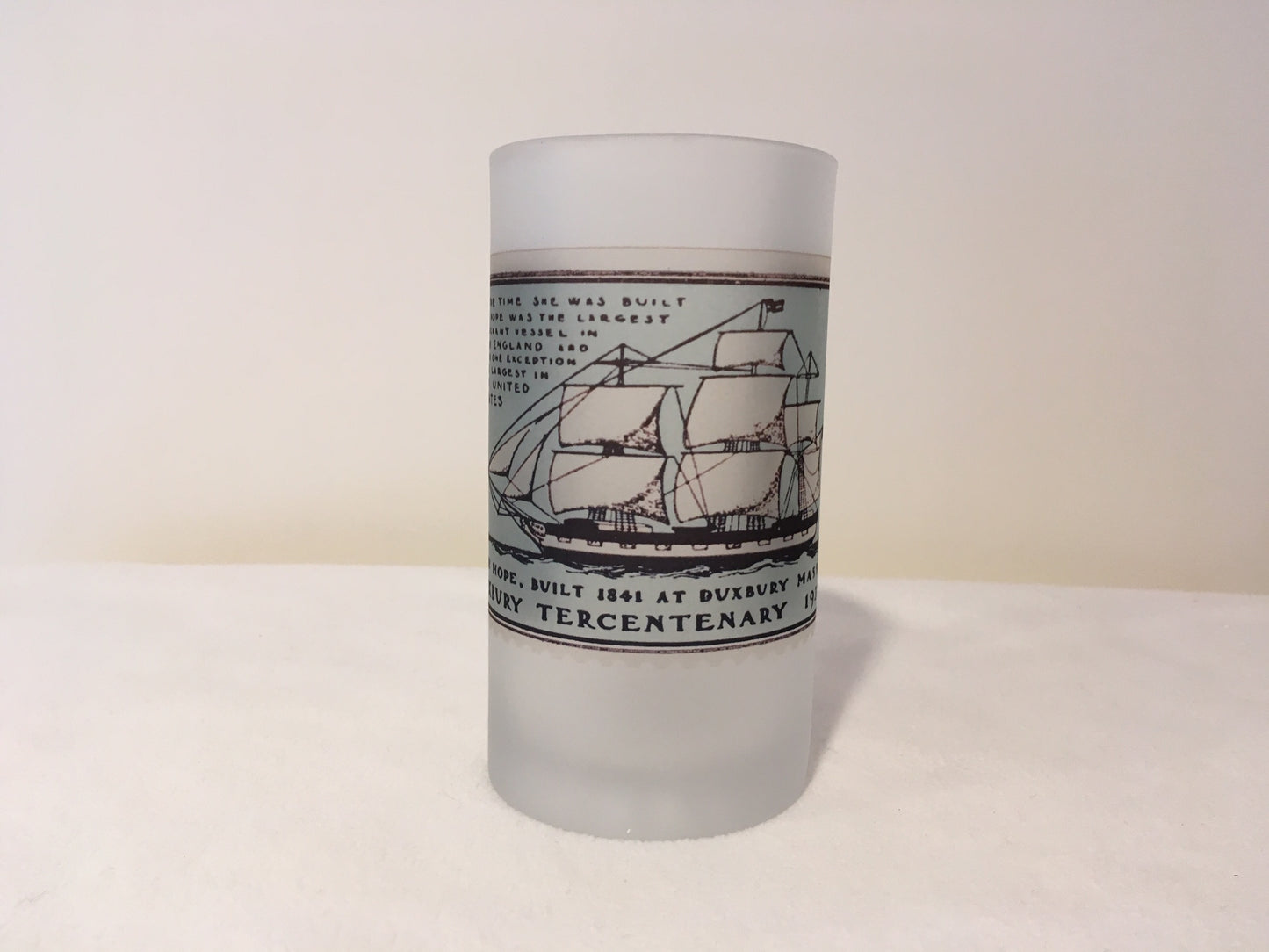 Colorful Frosted Glass Beer Mug of Duxbury Ship Hope