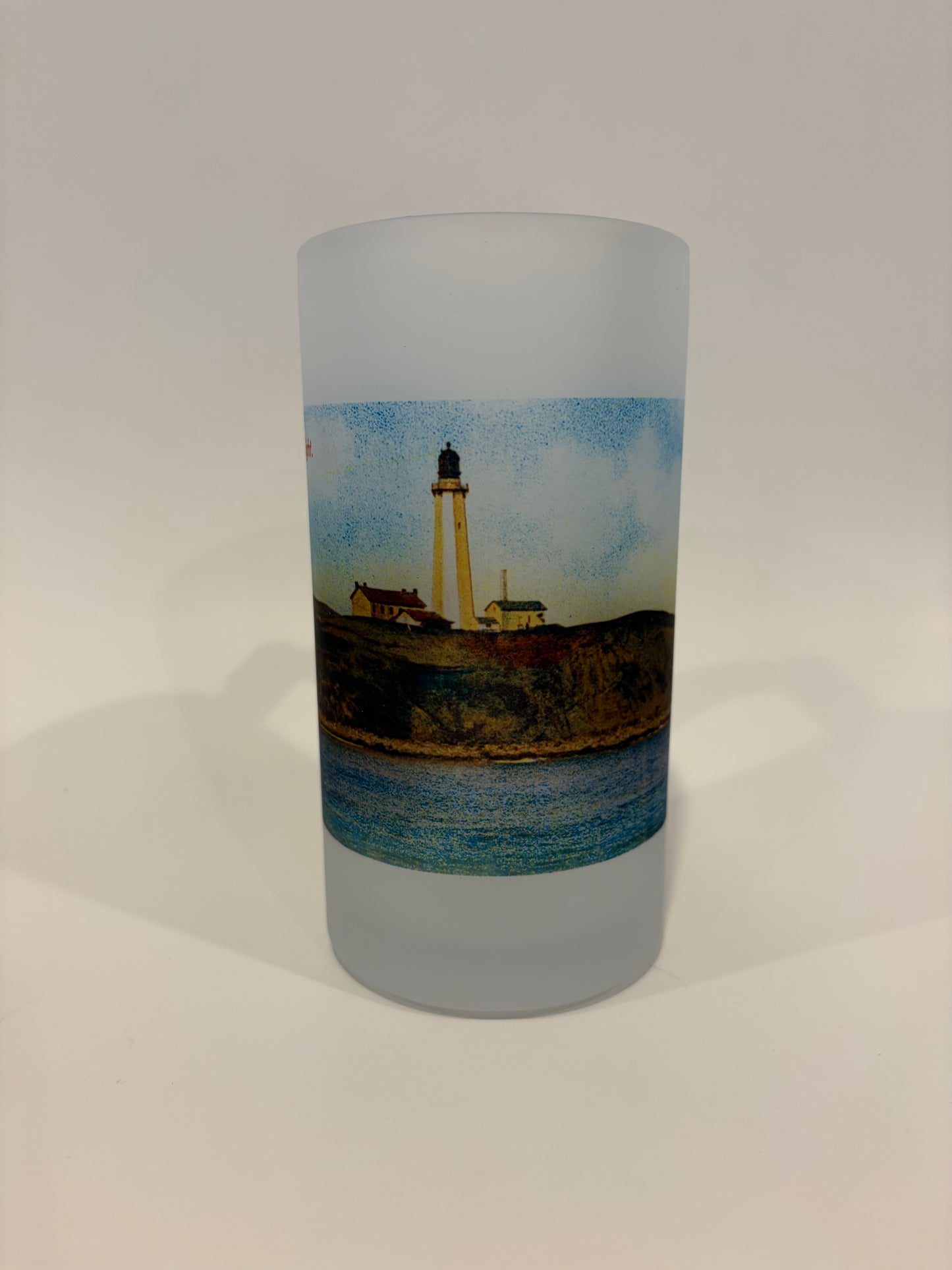 Colorful Frosted Glass Beer Mug of Long Island's Montauk Light