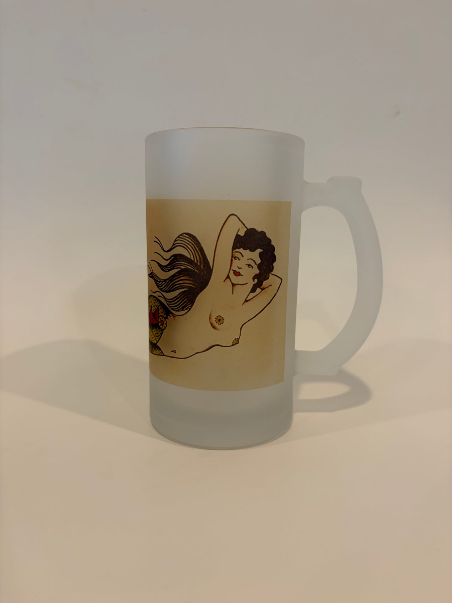 Ed Smith Mermaid Tattoo As A Frosted Glass Beer Mug