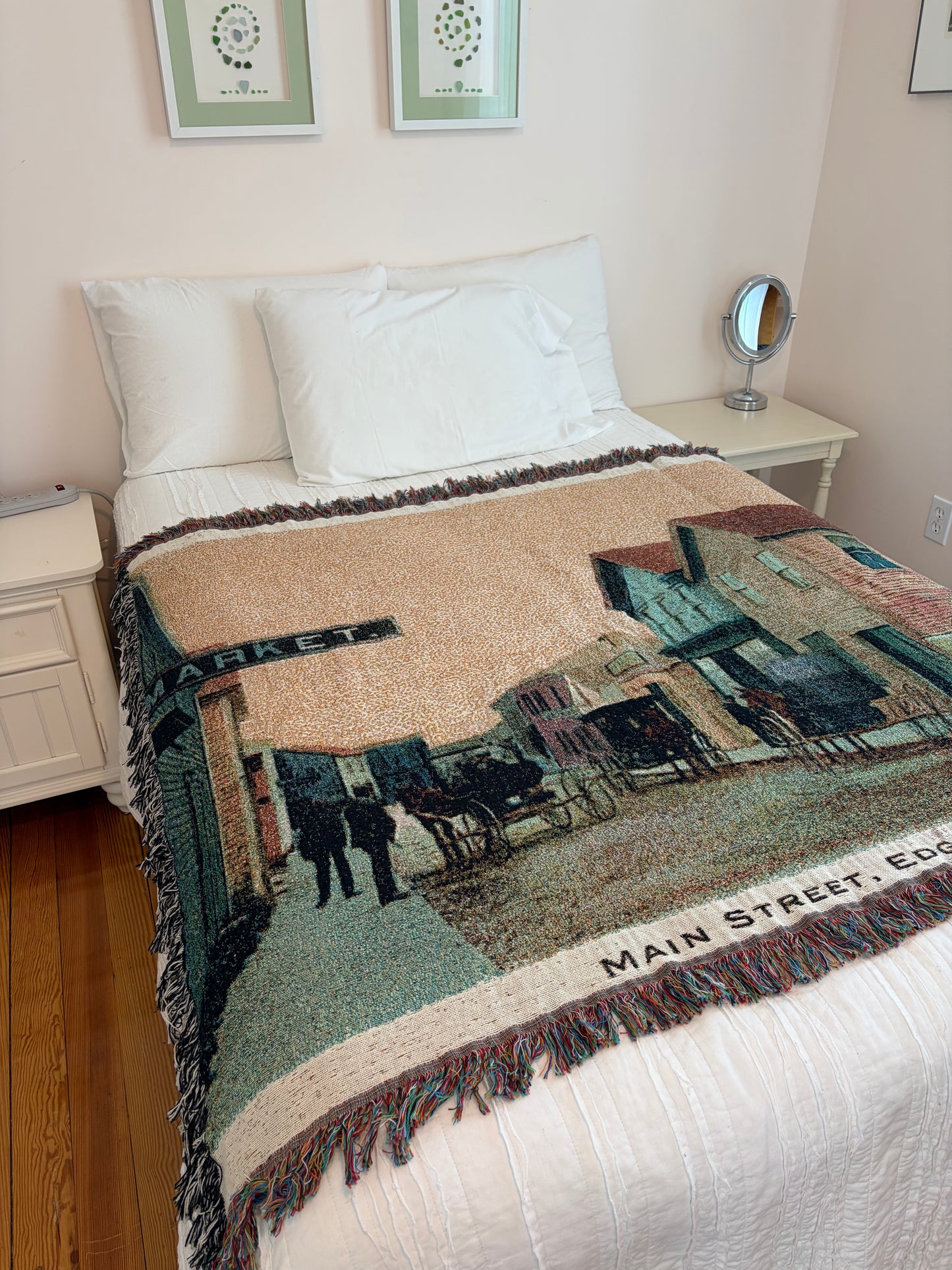 Edgartown's Main Street in 1900 As A Vivid Jacquard Weave Cotton Throw Blanket