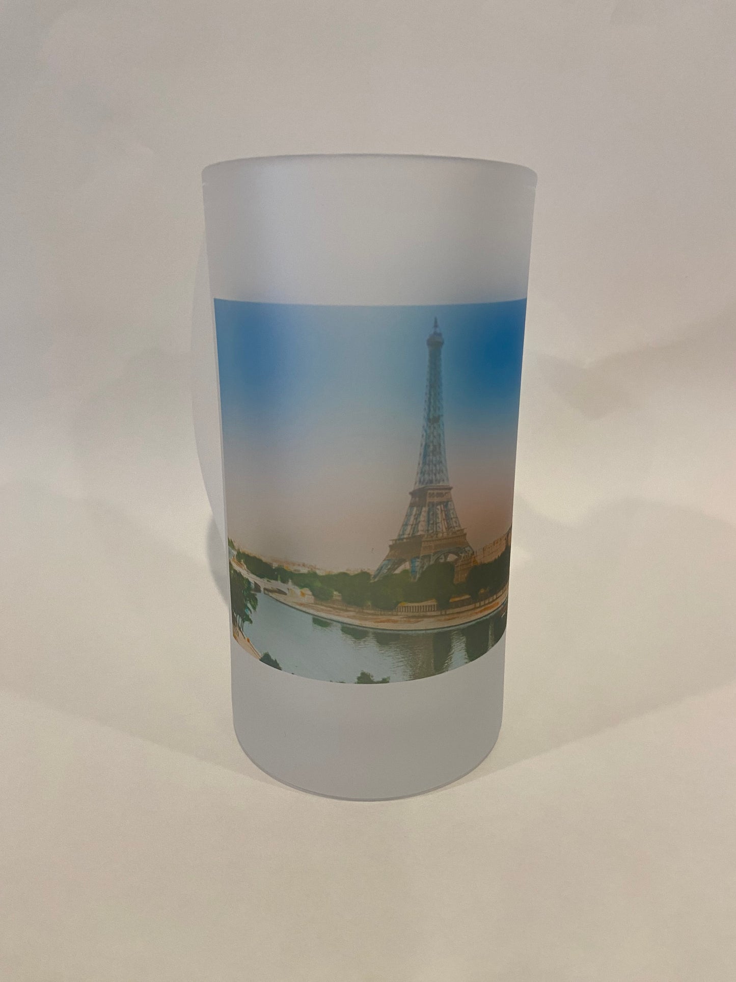 Colorful Frosted Glass Beer Mug of The Eiffel Tower