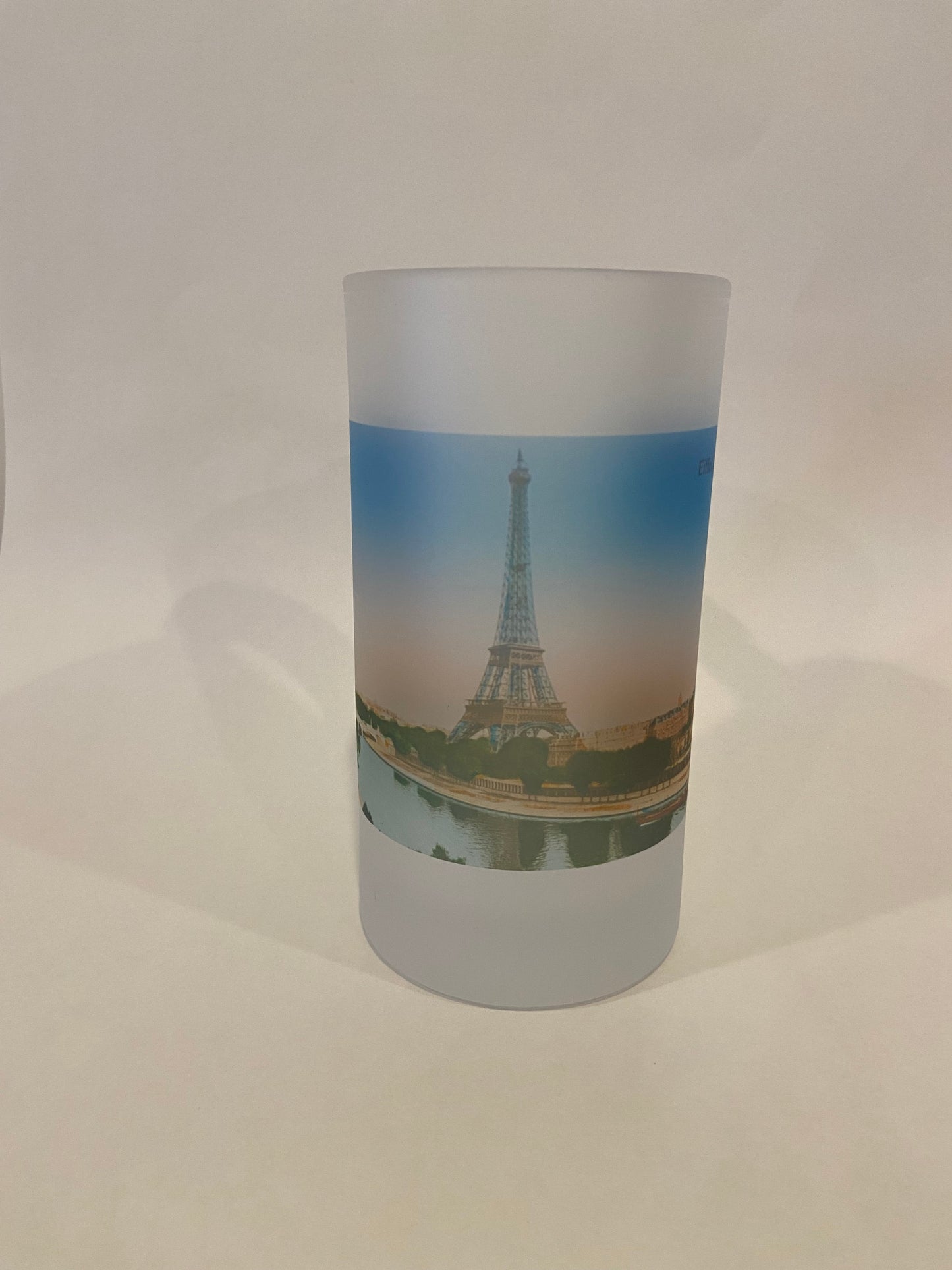 Colorful Frosted Glass Beer Mug of The Eiffel Tower