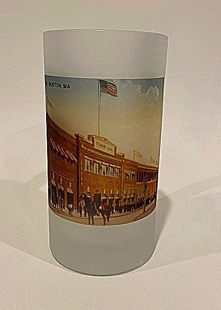 Colorful Frosted Glass Beer Mug of Boston's Historic Fenway Park - Circa 1918
