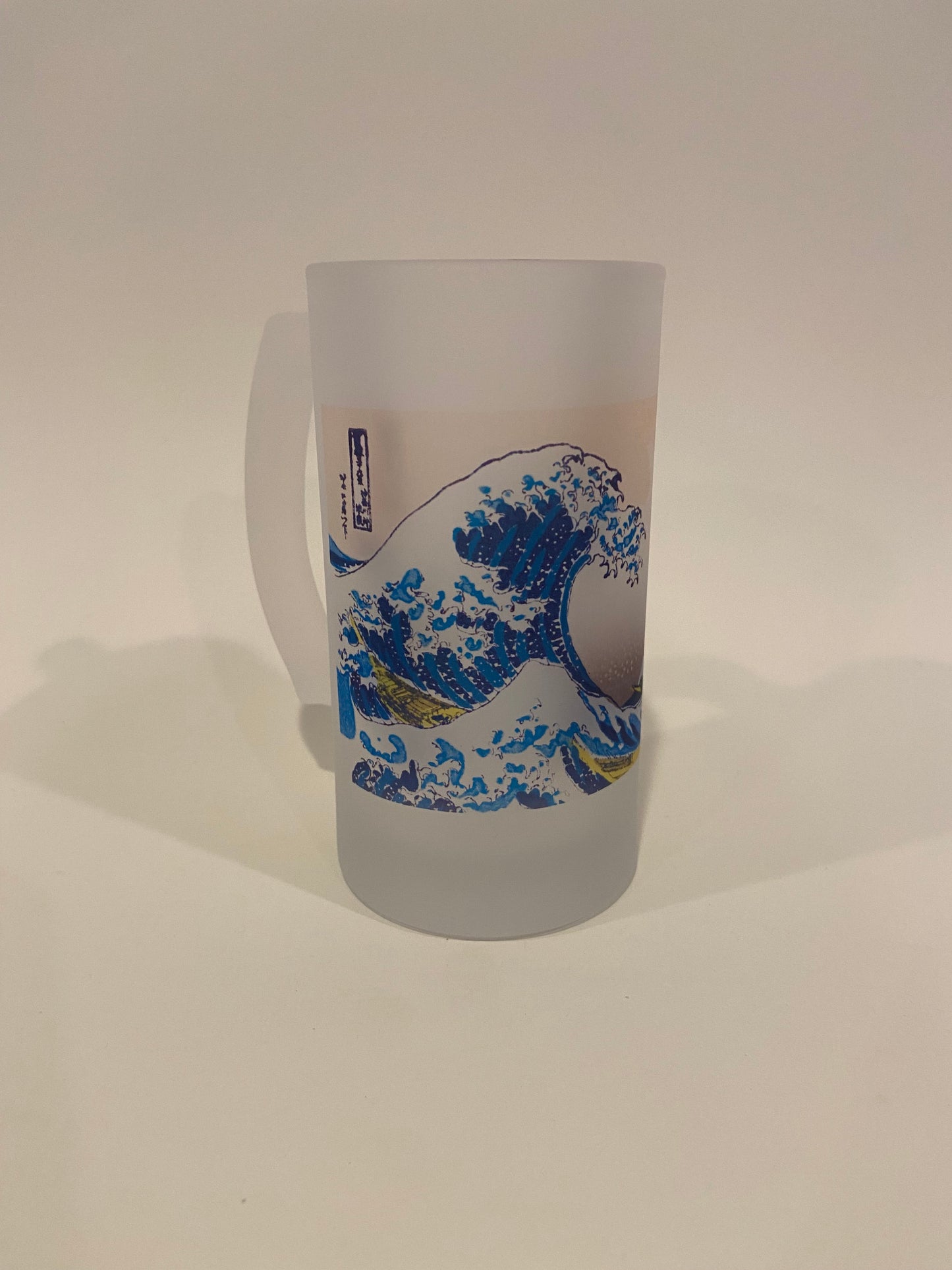 Colorful Frosted Glass Beer Mug Of The Great Wave Off Kanazawa