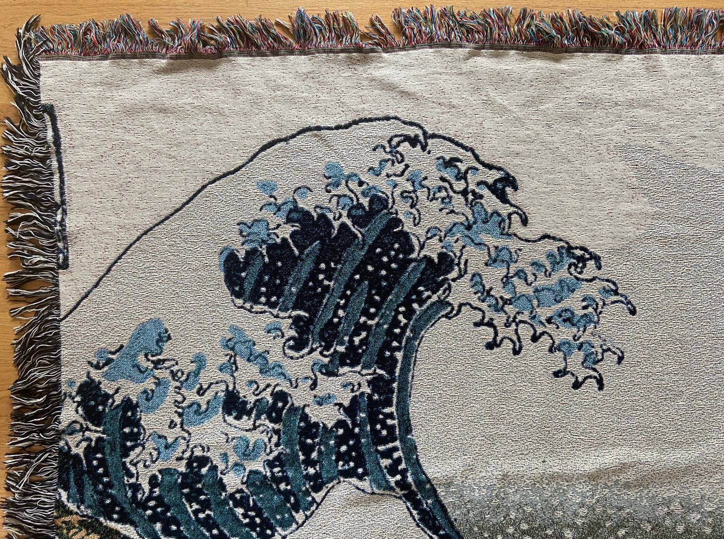 Jacquard Weave Throw Blanket of Great Wave off Kanagawa