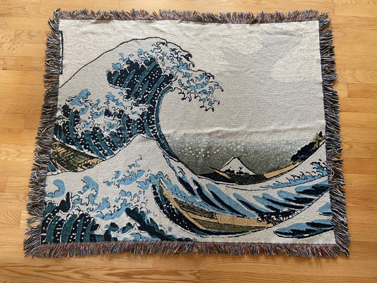 Jacquard Weave Throw Blanket of Great Wave off Kanagawa