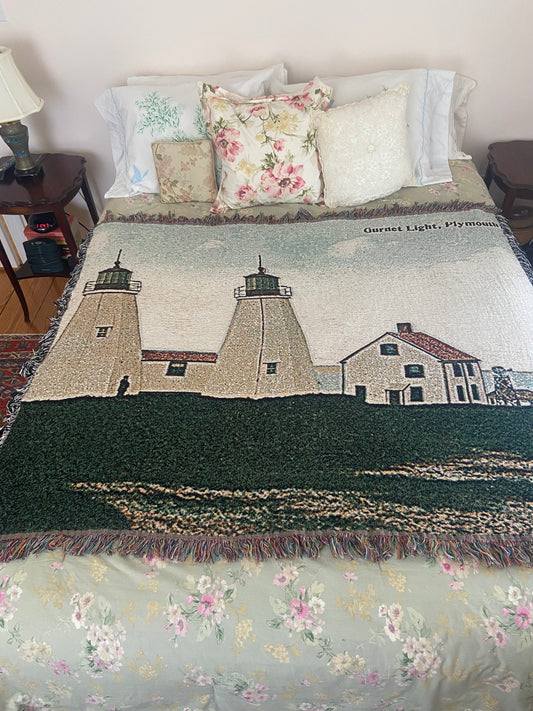 Jacquard Weave Throw Blanket of Gurnet Lights in Duxbury, MA