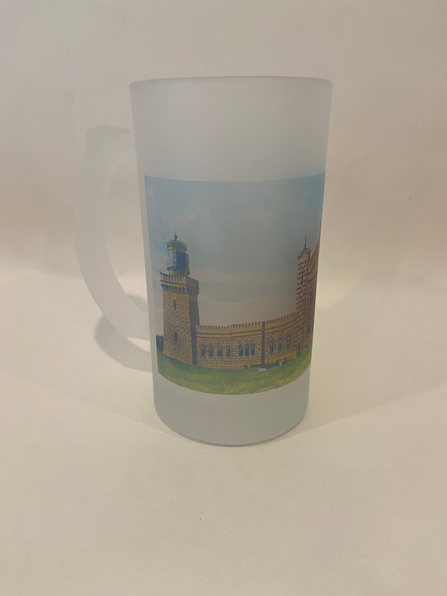 Twin Lights Highland NJ As A Colorful Frosted Glass Beer Mug