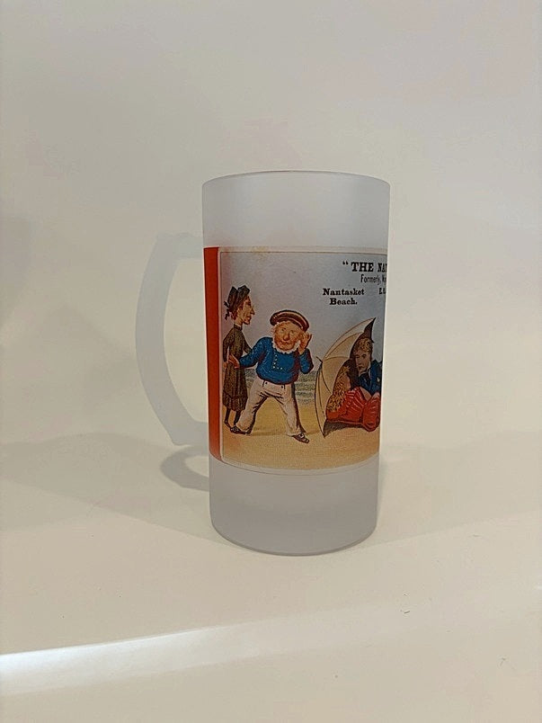 Colorful Frosted Glass Beer Mug Of The Hotel Nautilus In Nantasket Beach #1