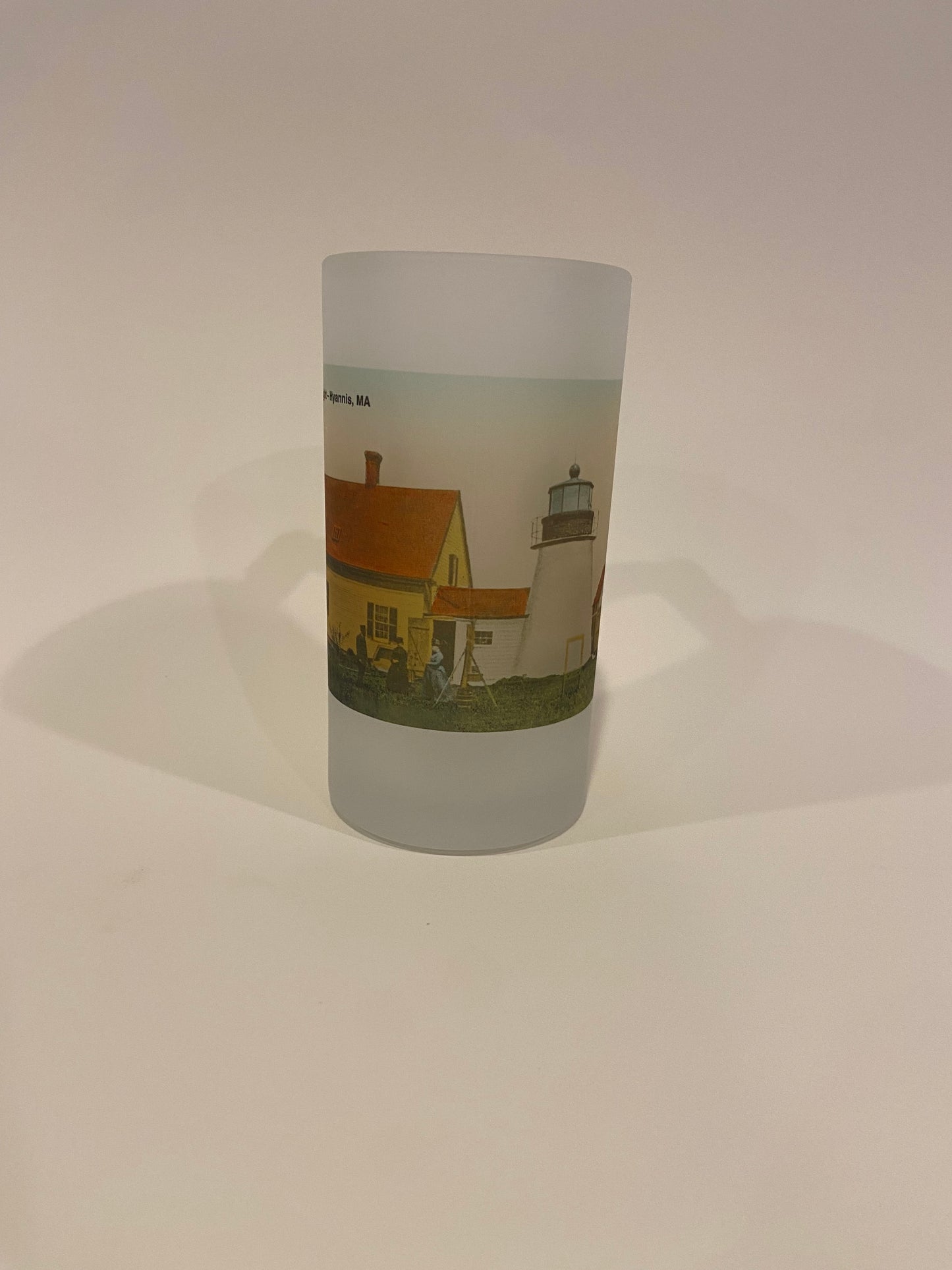 Hyannis Light on Cape Cod - Circa 1920 As Colorful Frosted Glass Beer Mug