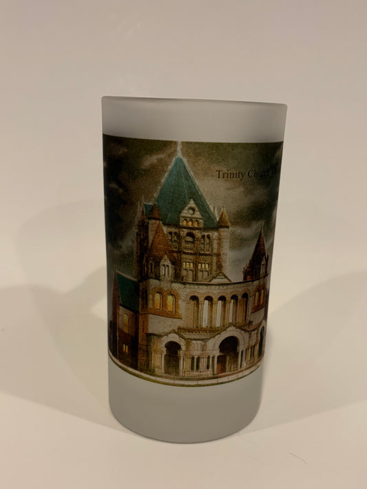 Frosted Glass Beer Mug Of Boston's Copley Square At Night