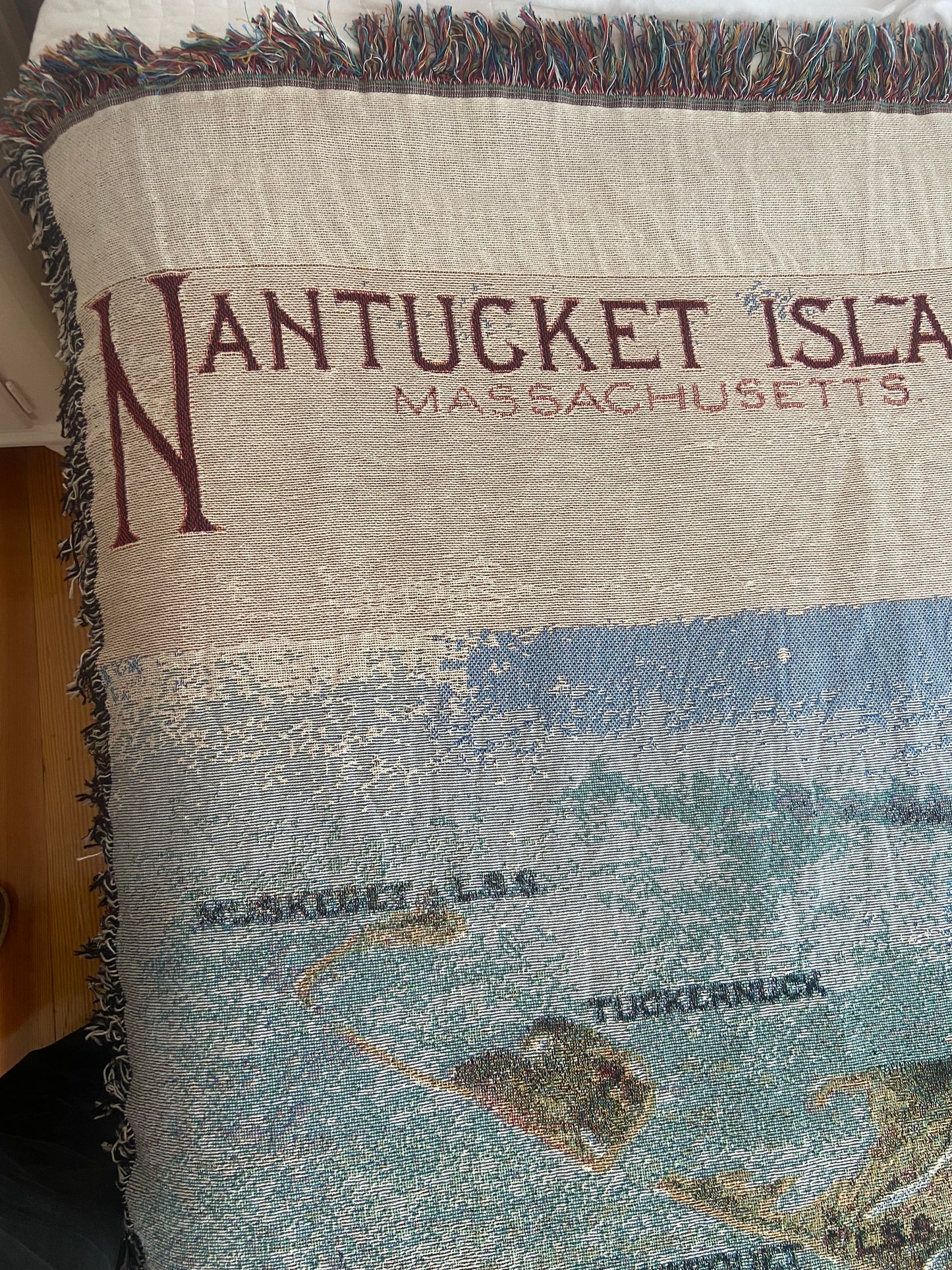 Jacquard Weave Throw Blanket Of Nantucket Island
