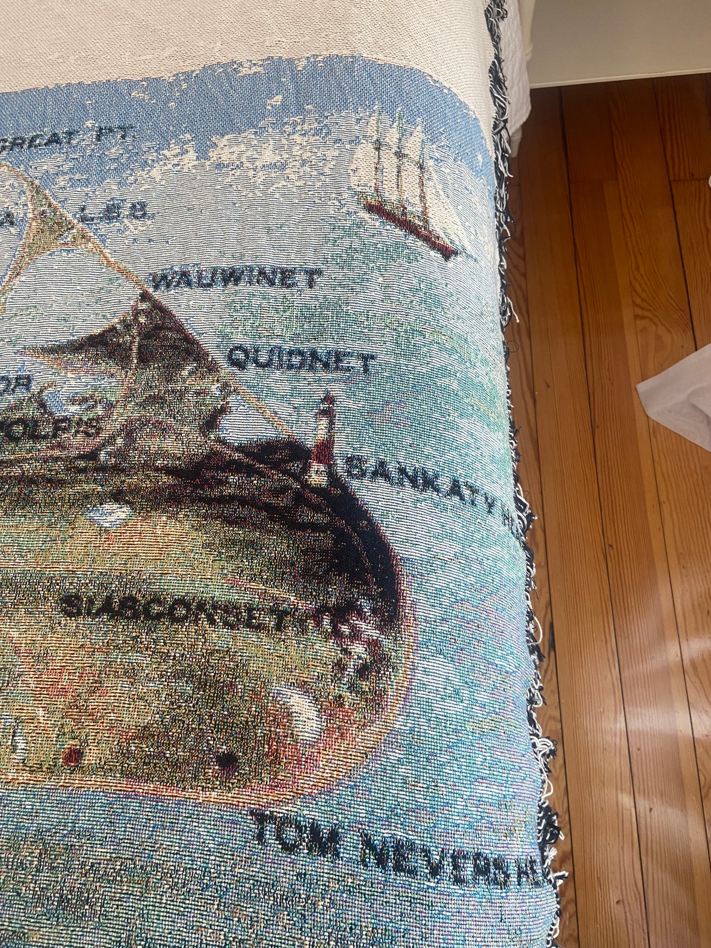Jacquard Weave Throw Blanket Of Nantucket Island