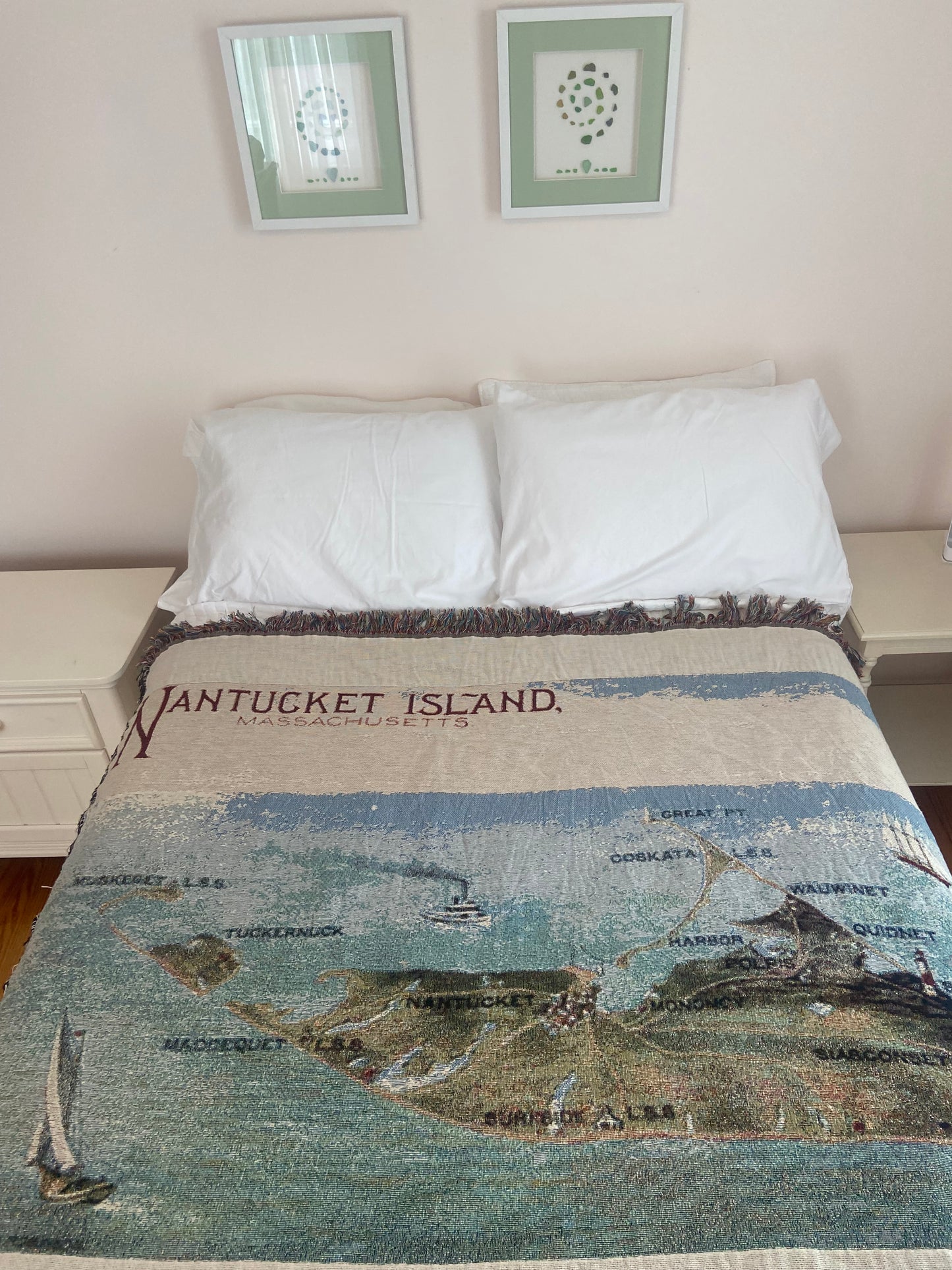 Jacquard Weave Throw Blanket Of Nantucket Island
