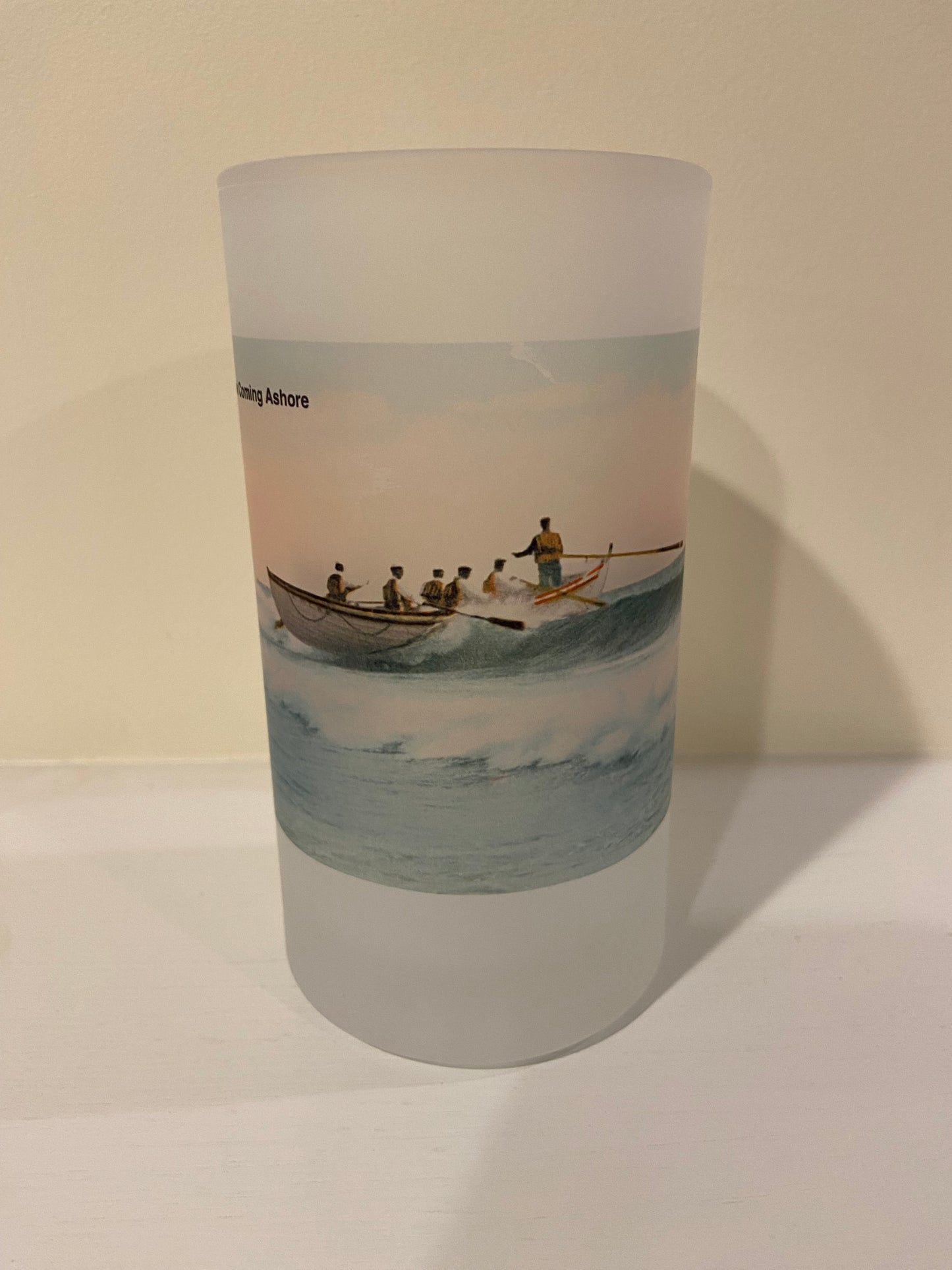Life-Saving Crew Coming Ashore As A Frosted Glass Beer Mug