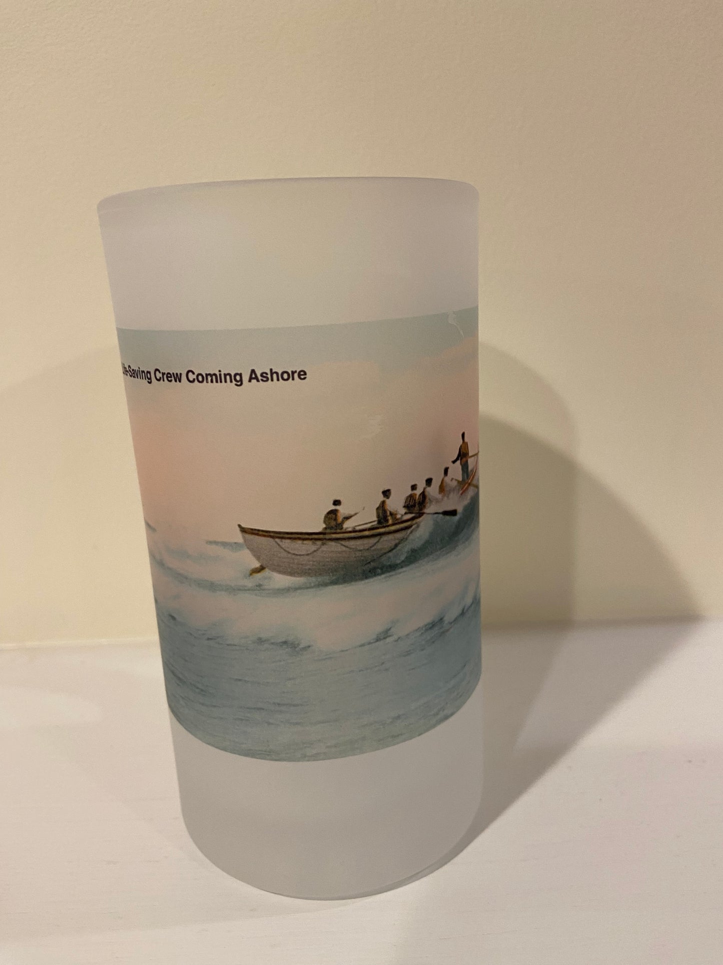 Life-Saving Crew Coming Ashore As A Frosted Glass Beer Mug