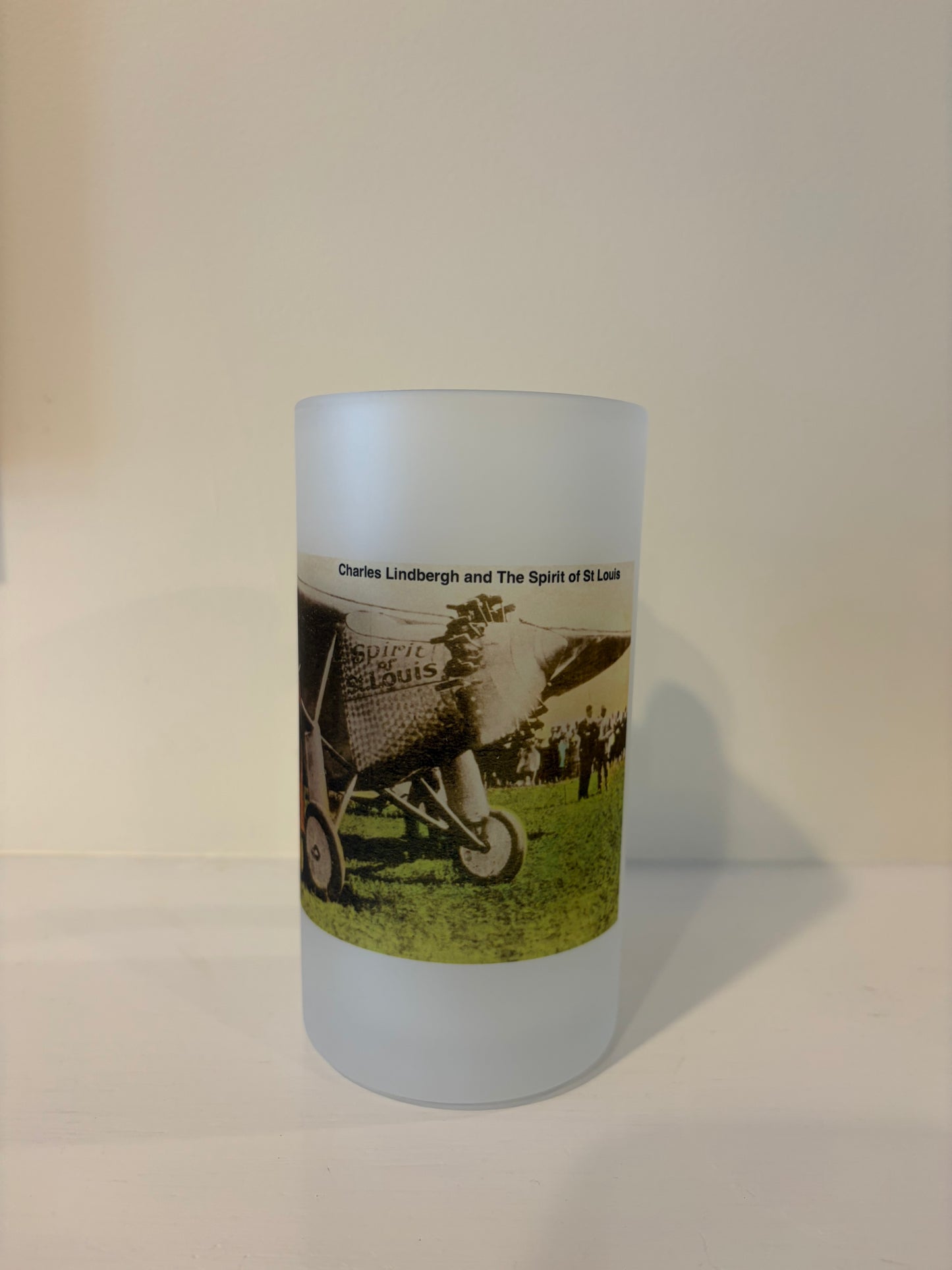 Charles Lindbergh And Spirit of St Louis Frosted Glass Mug