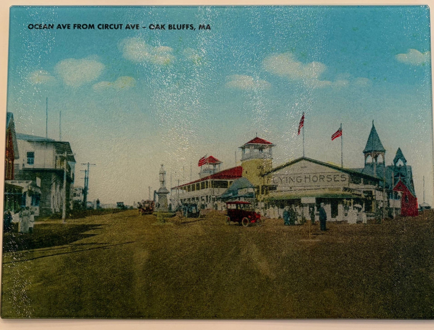 Oak Bluffs, Martha's Vineyard - Flying Horses Carousel As A Colorful Tempered Glass Cutting Board