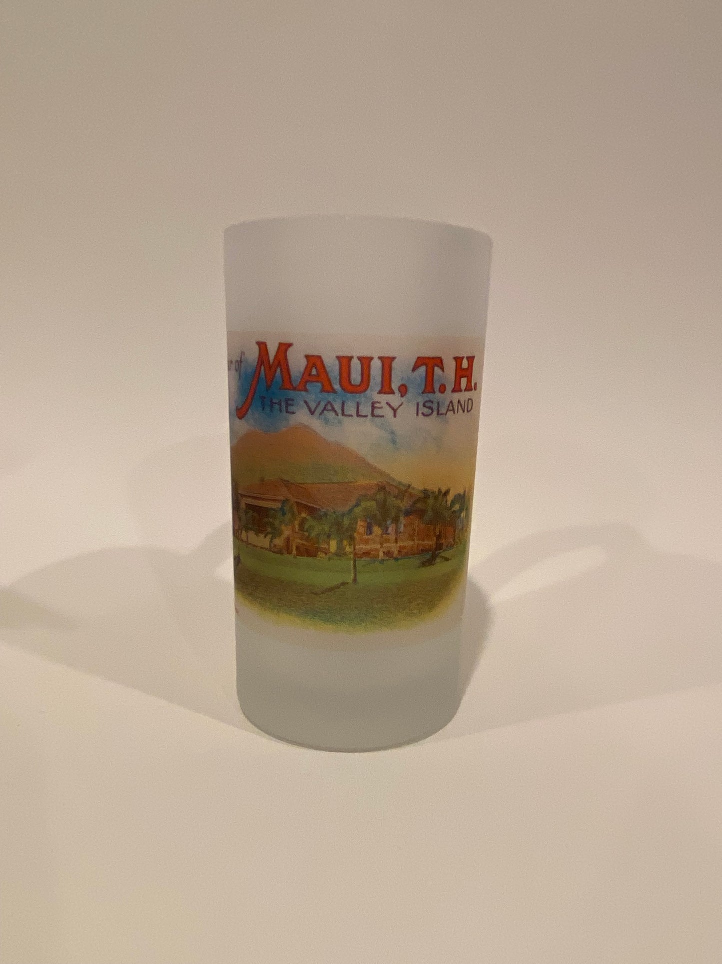 Colorful Frosted Glass Beer Mug of Maui Hawaii