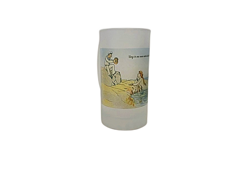 Mermaid And Sailor Frosted Glass Beer Mug