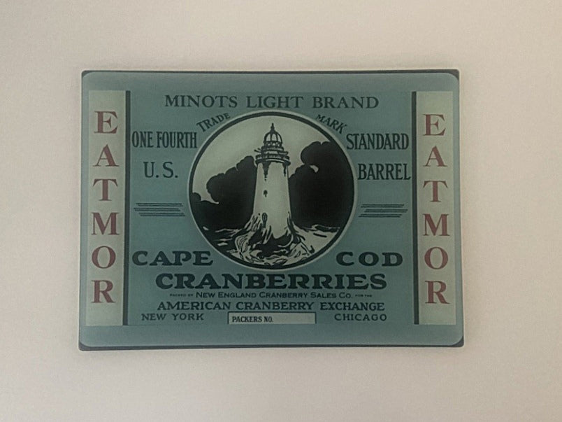 Colorful Minot Light Cranberry Crate Label As Tempered Glass Cutting Board