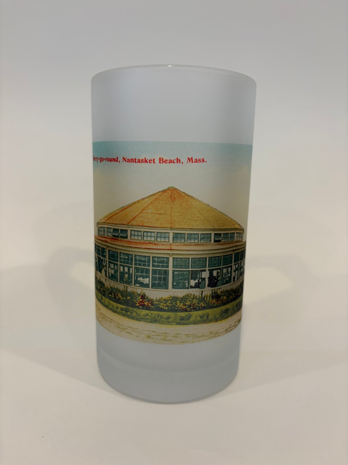 Colorful Frosted Glass Beer Mug Of Carousel At Nantasket Beach