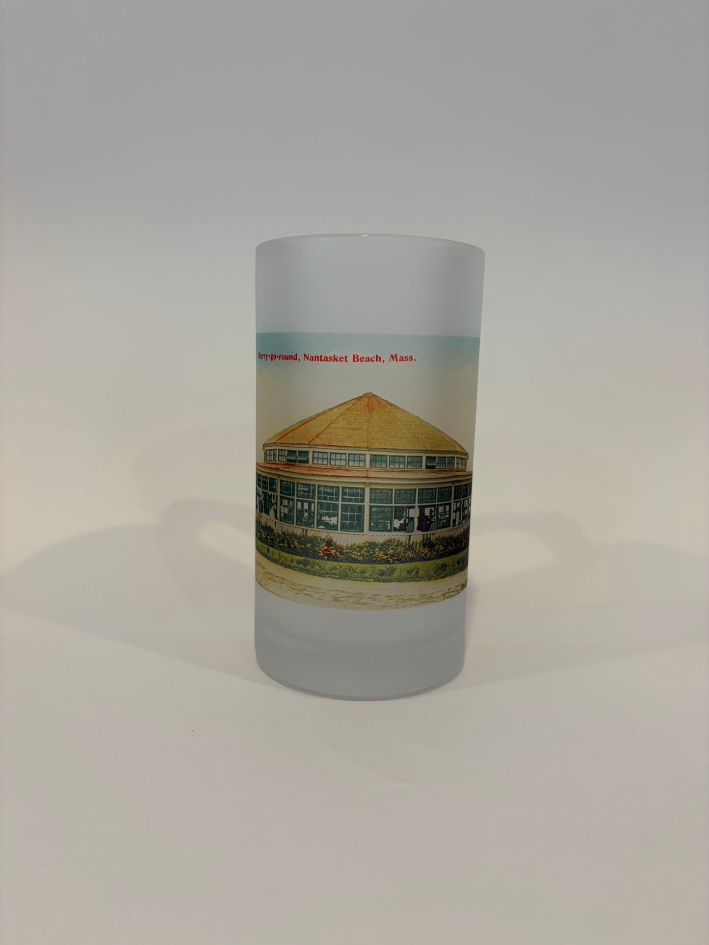 Colorful Frosted Glass Beer Mug Of Carousel At Nantasket Beach