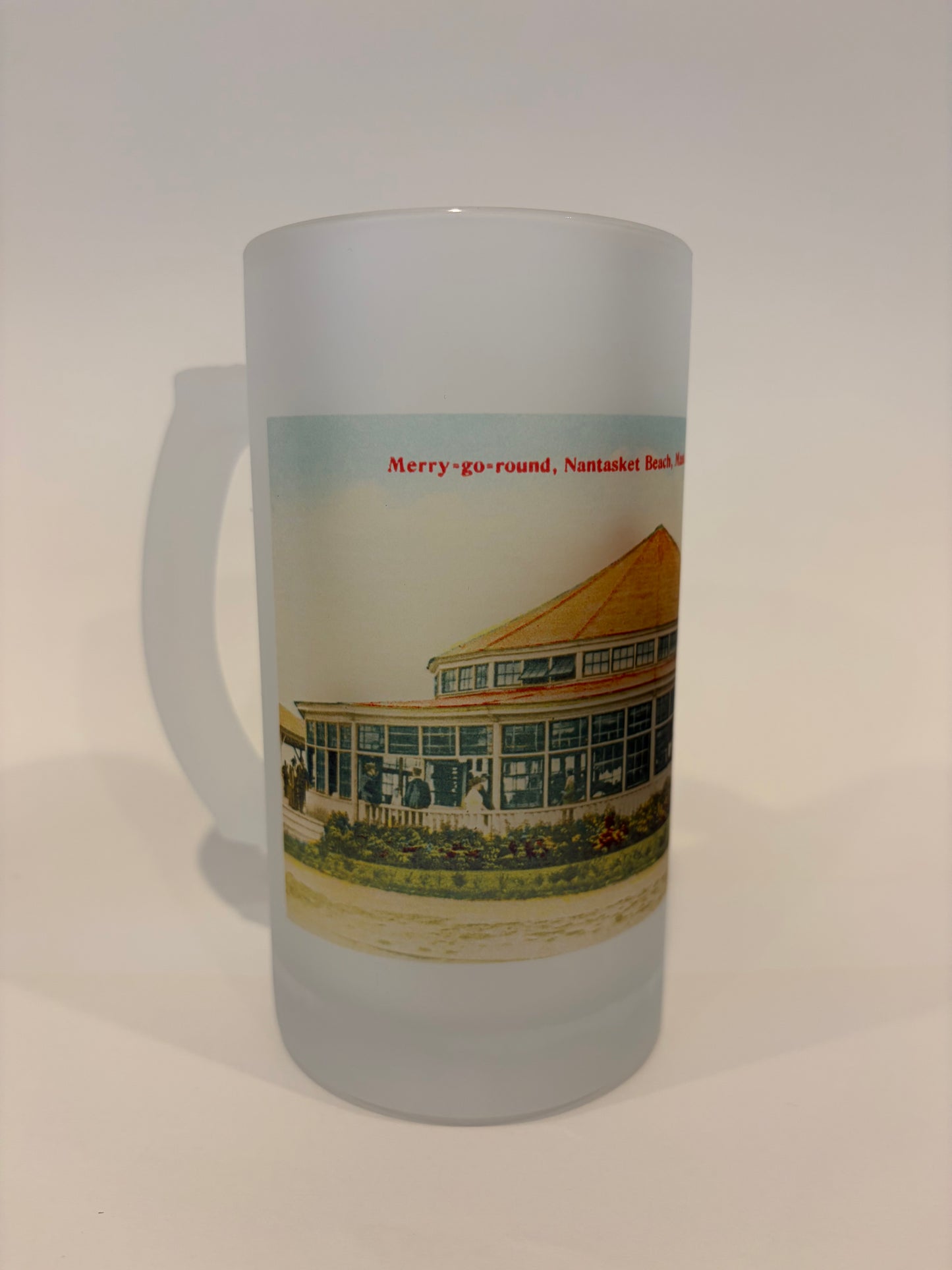 Colorful Frosted Glass Beer Mug Of Carousel At Nantasket Beach