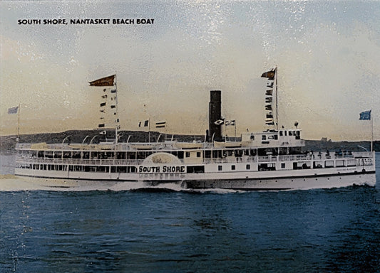 Colorful Tempered Glass Cutting Board Of Nantasket Boat The South Shore - Circa 1900