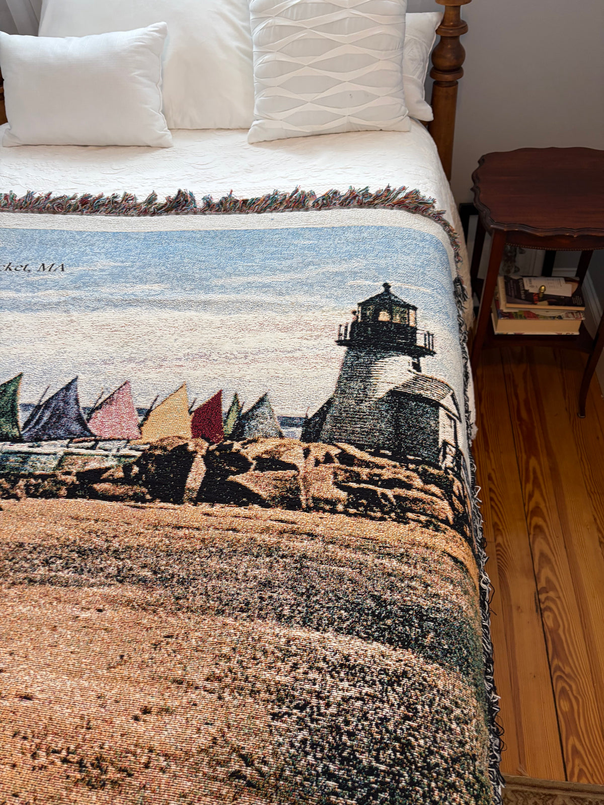 Nantucket's Rainbow Fleet As A Colorful Jacquard Weave Cotton Throw Blanket