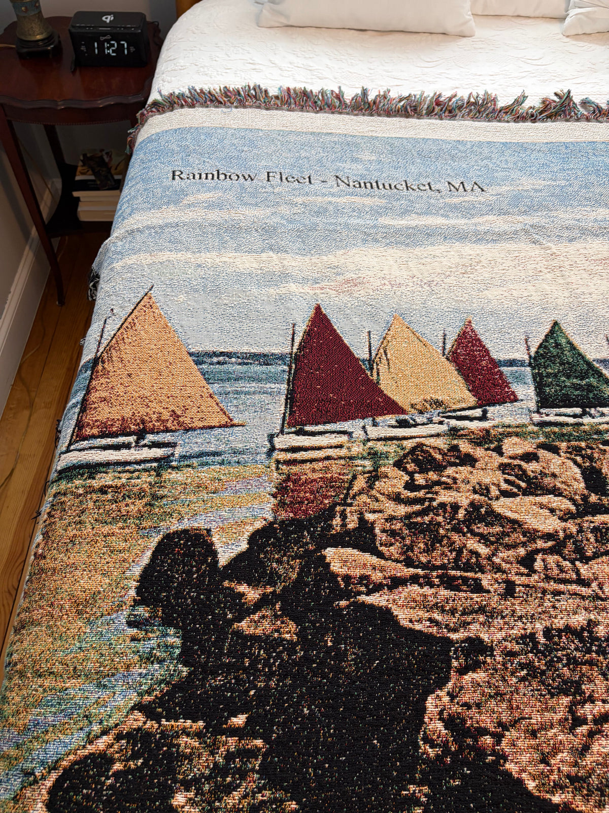 Nantucket's Rainbow Fleet As A Colorful Jacquard Weave Cotton Throw Blanket
