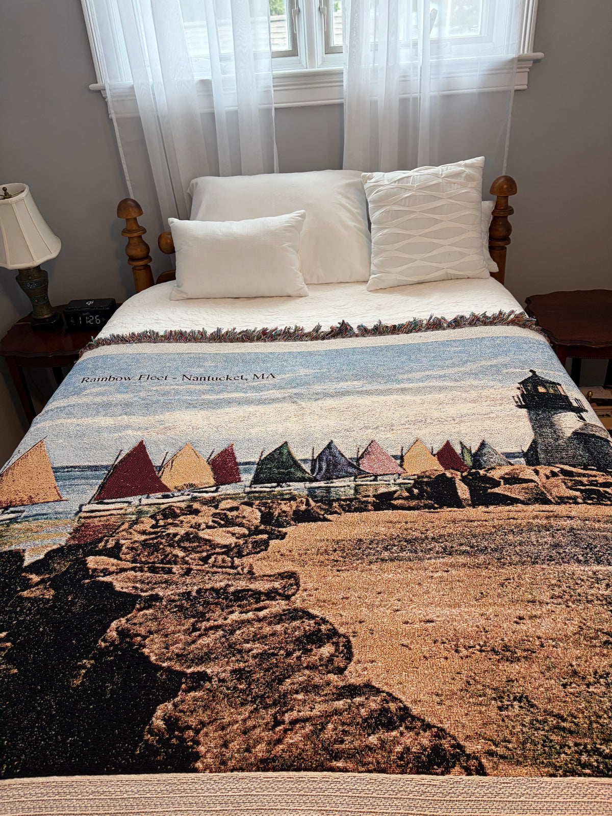 Nantucket's Rainbow Fleet As A Colorful Jacquard Weave Cotton Throw Blanket