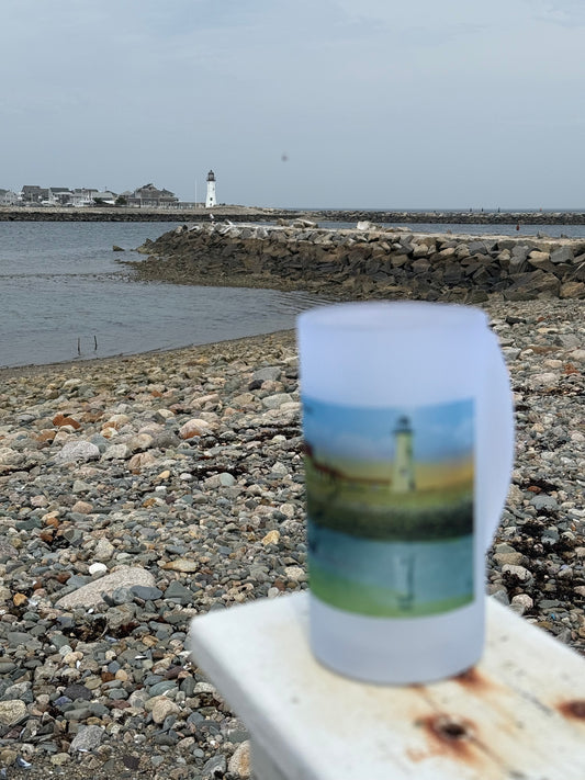 Colorful  Frosted Glass Beer Mug of Scituate Light Scituate, MA - New For 2025