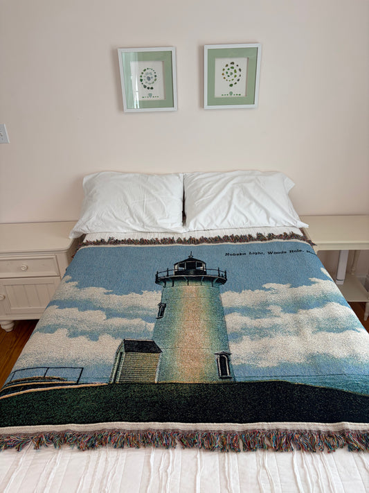 Jacquard Weave Throw Blanket of Nobska Light on Cape Cod
