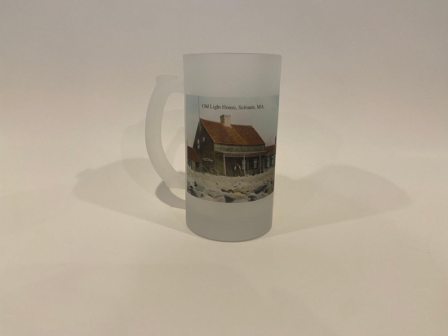 Old Scituate Light With Keeper As Frosted Glass Beer Mug