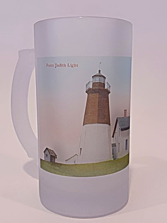 Mug with a lighthouse design on a white background