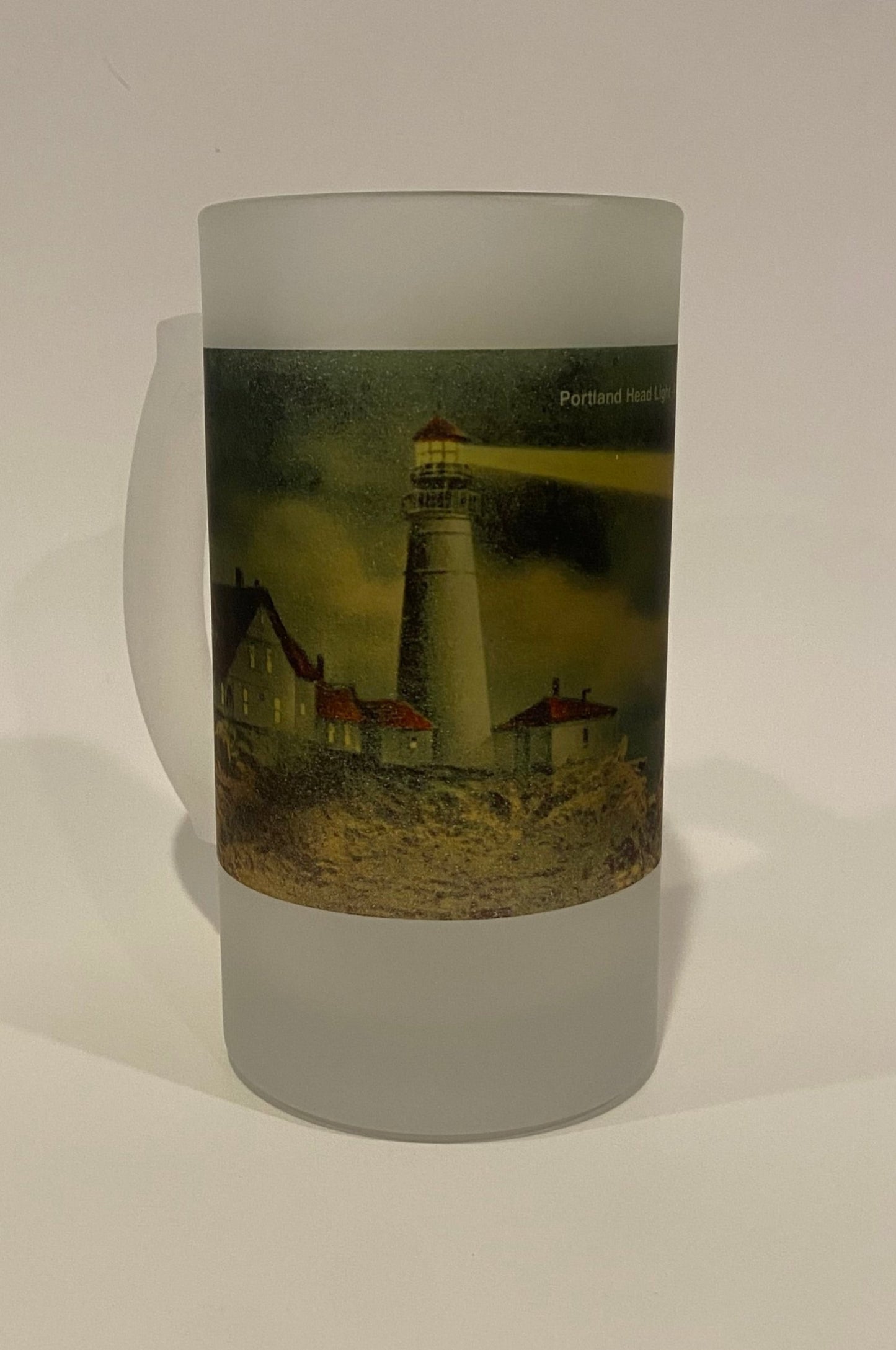 Portland Head Light At Night As Frosted Glass Beer Mug