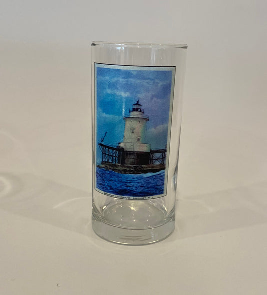 Sakonnet Light Off Little Compton, RI As Colorful Highball Glasses. Sold In Sets of 4