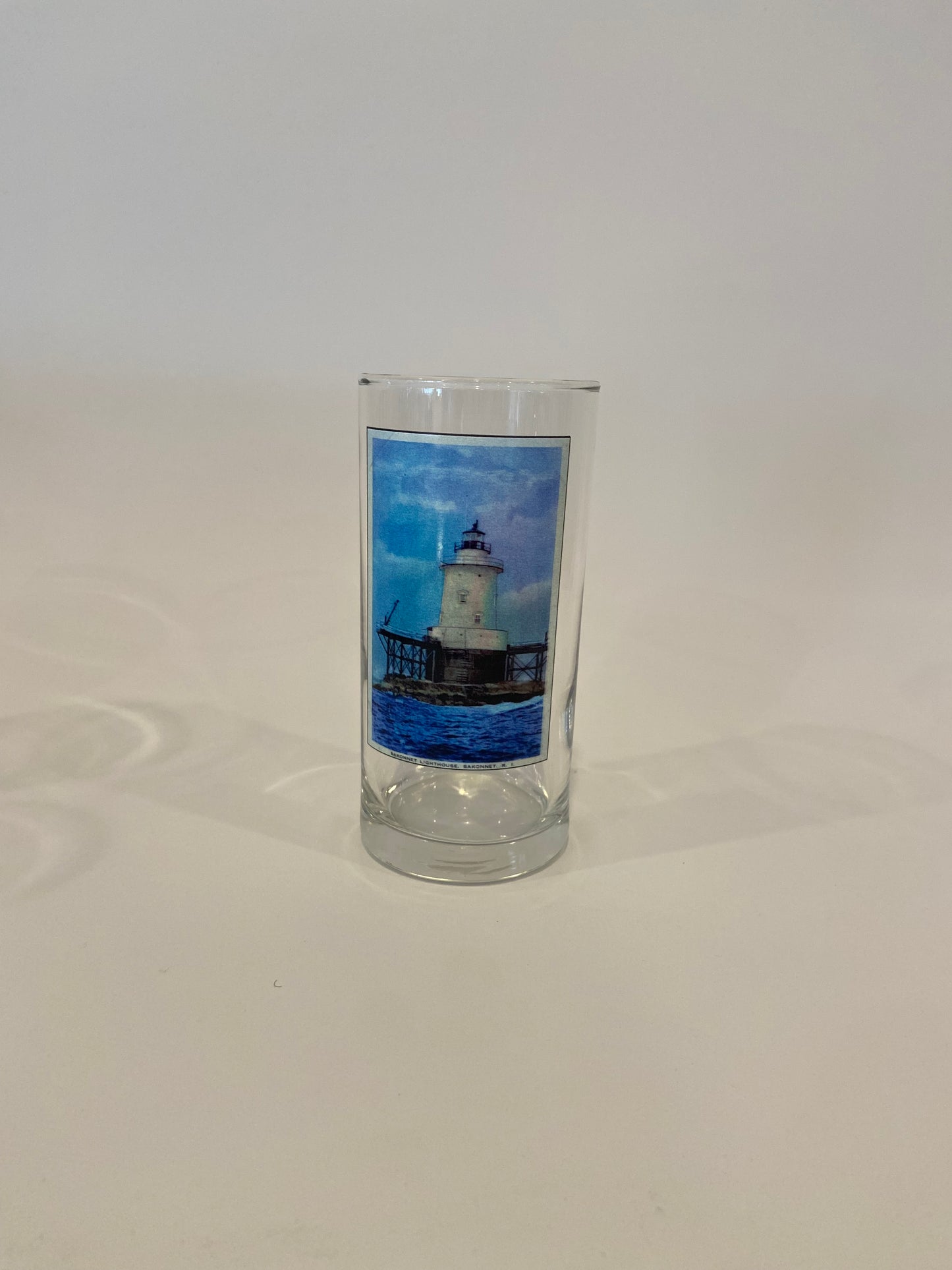 Sakonnet Light Off Little Compton, RI As Colorful Highball Glasses. Sold In Sets of 4