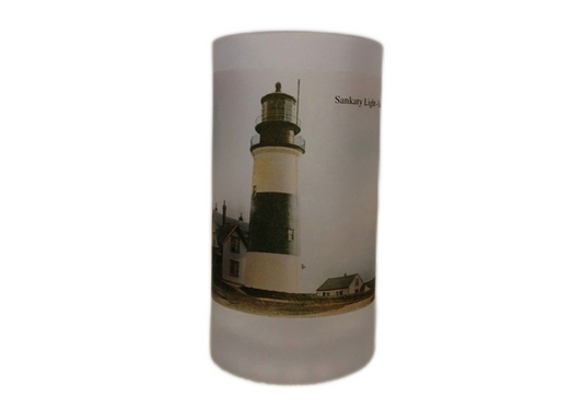 Colorful Frosted Glass Mug Of Nantucket's Sankaty Light