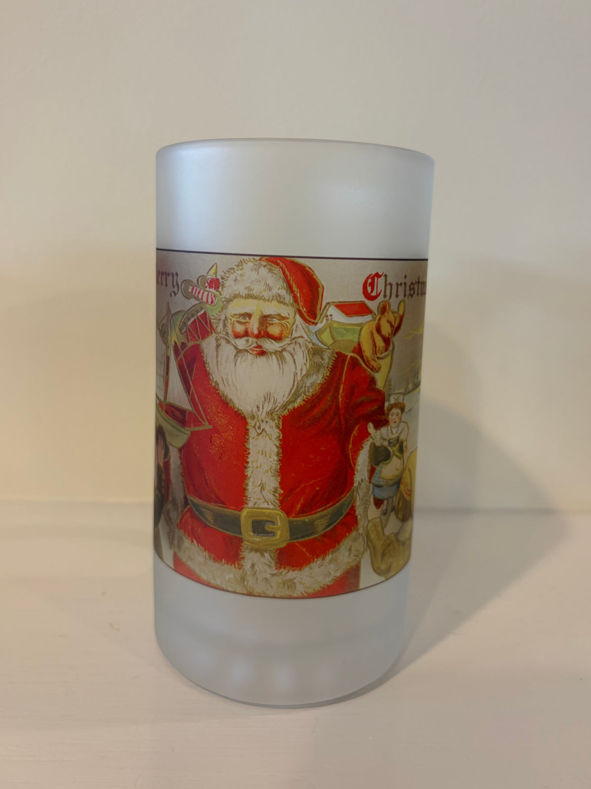 Beer Mug With Illustrated Santa