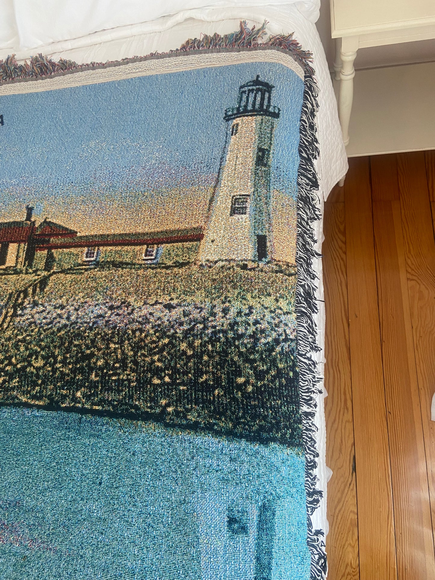 Jacquard Weave Cotton Throw Blanket Of Scituate Light - Style 2