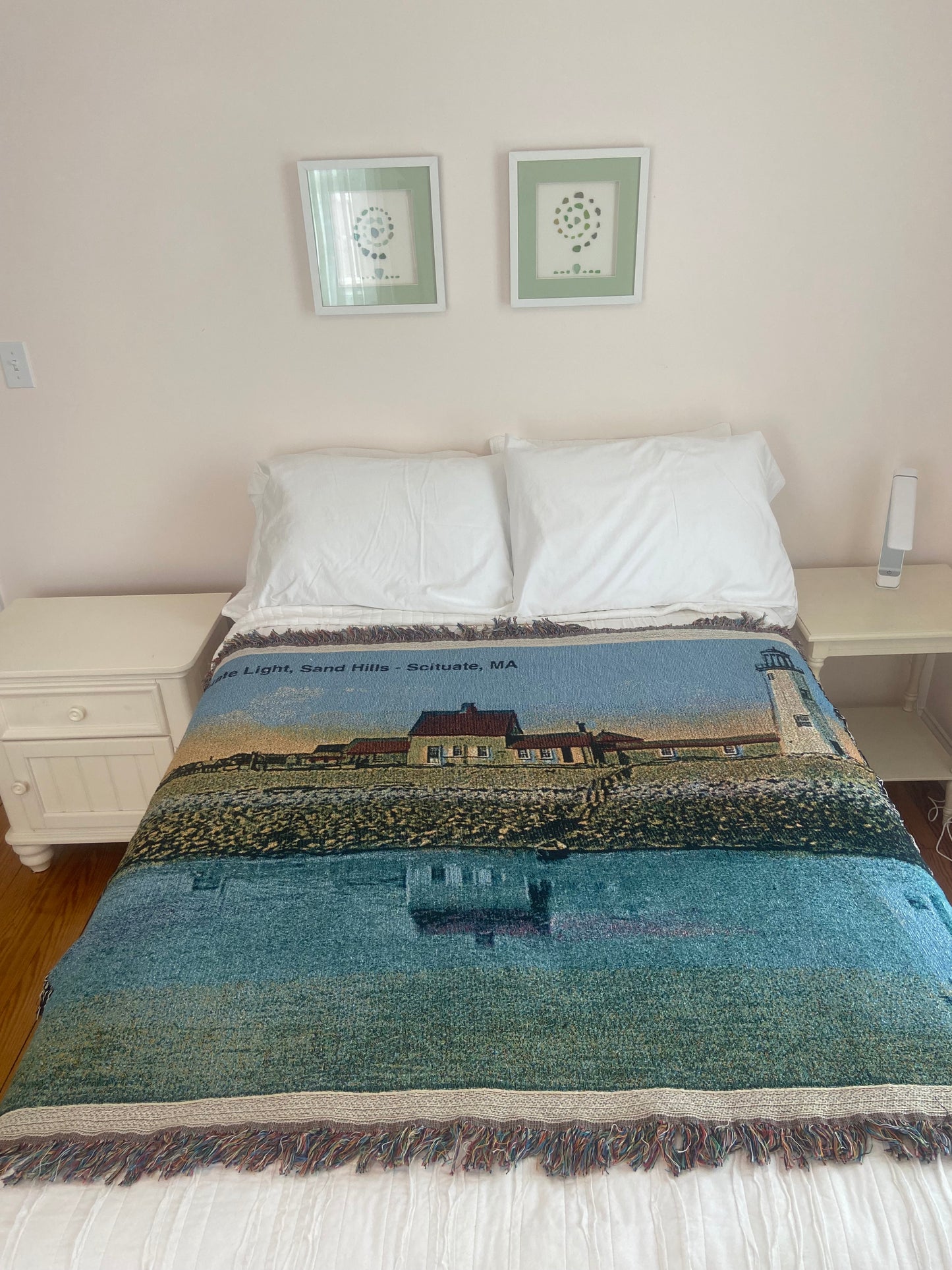 Jacquard Weave Cotton Throw Blanket Of Scituate Light - Style 2