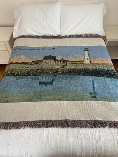 Jacquard Weave Cotton Throw Blanket of Scituate Light
