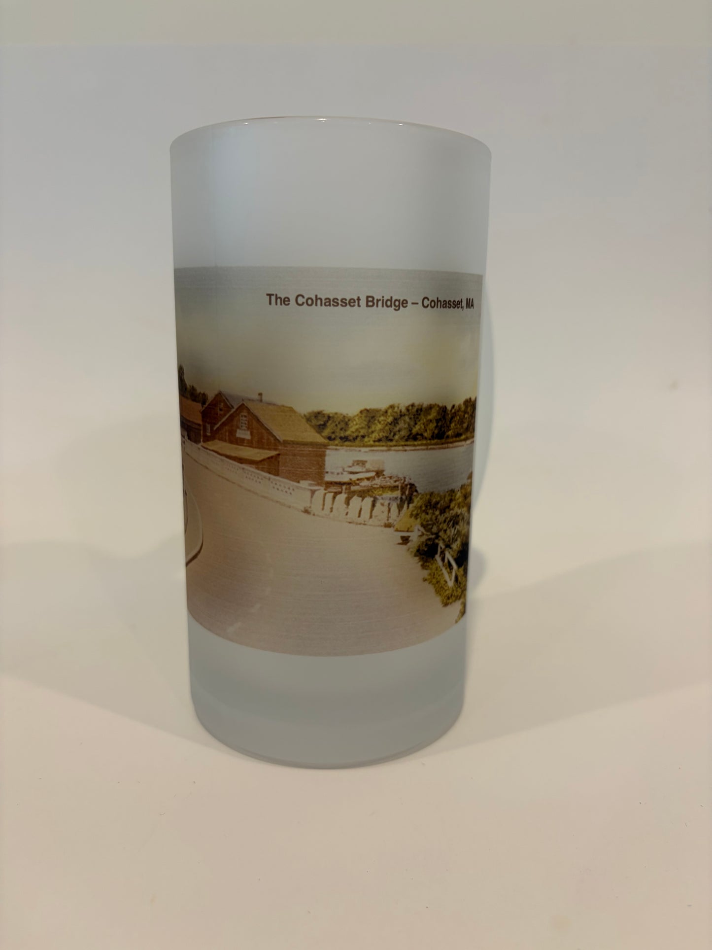 Cohasset Bridge In Cohasset MA As A Colorful Frosted Glass Beer Mug