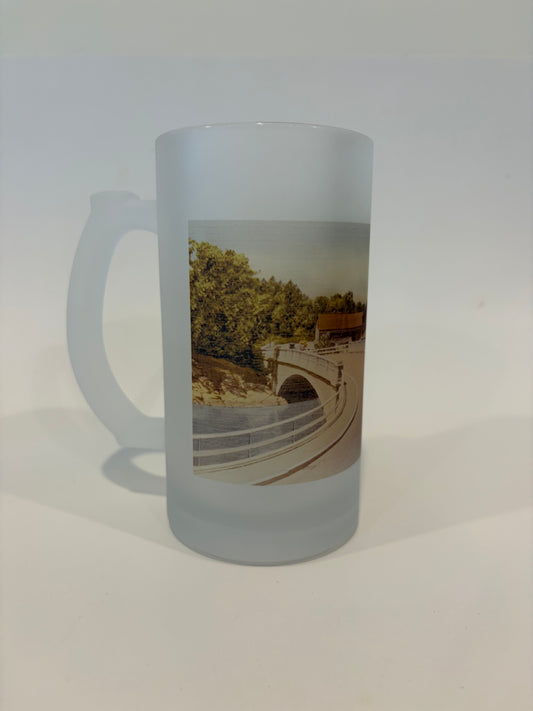 Cohasset Bridge In Cohasset MA As A Colorful Frosted Glass Beer Mug