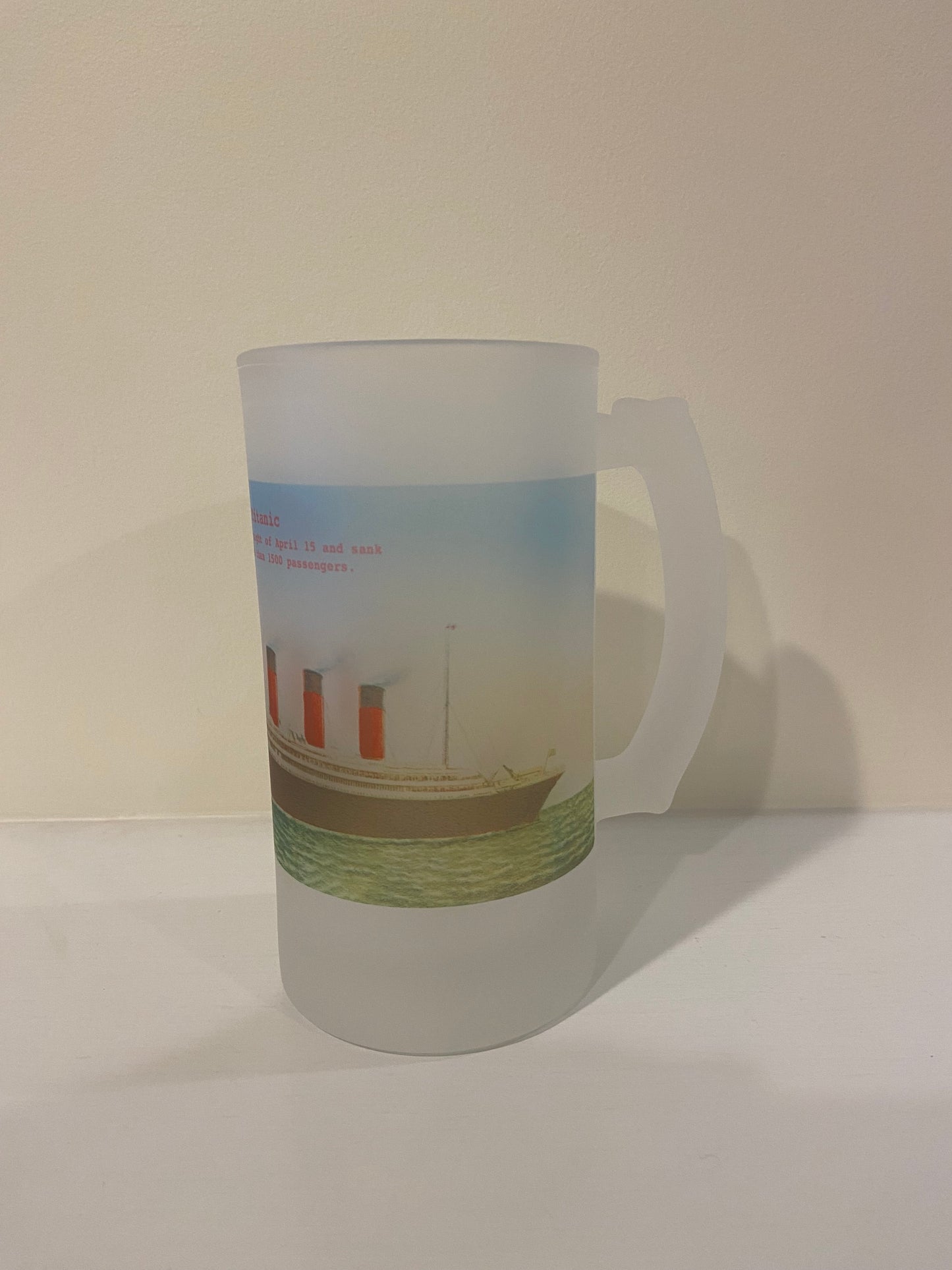 Colorful Frosted Glass Mug Of The RMS Titanic