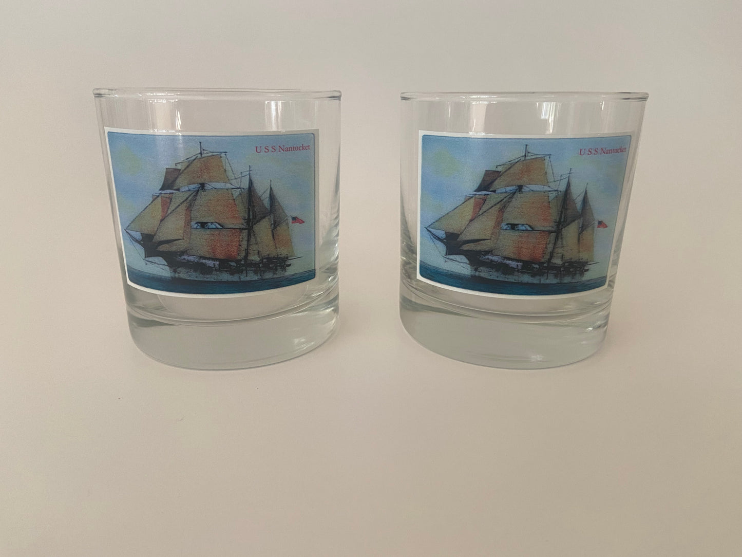 USS Nantucket Rocks Glasses Sold In Sets Of 4.